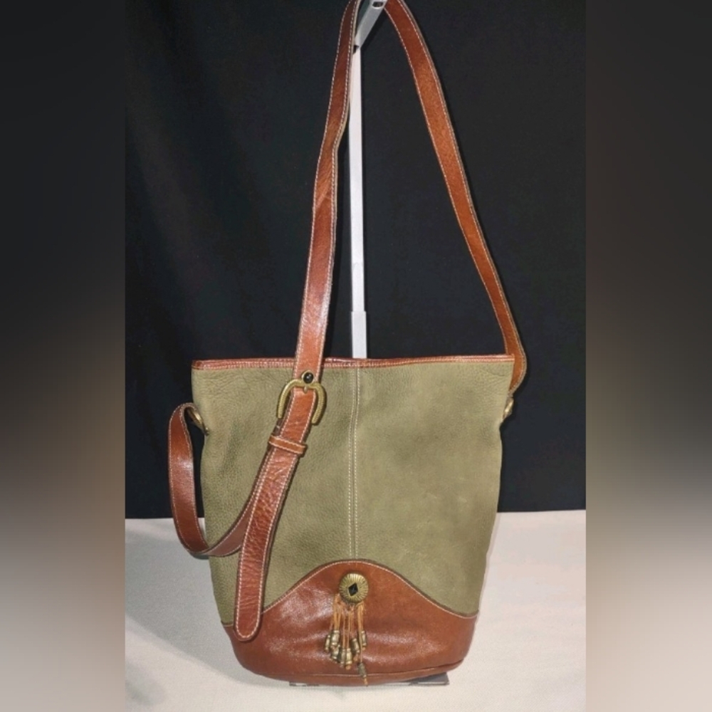 Adoppia Vita Vintage Green Brown Leather Bag "Flaw"